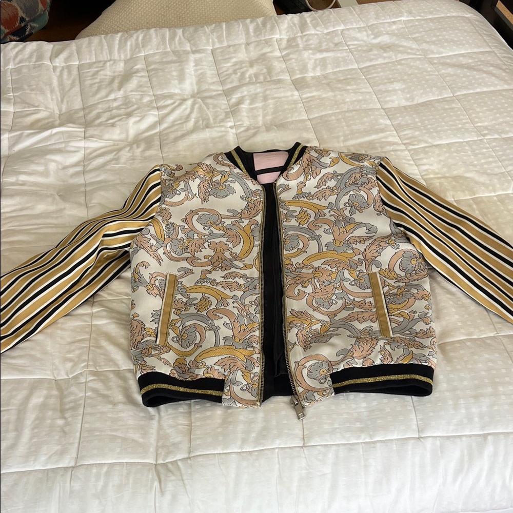 Zara Multicolor Paisley Bomber Jacket